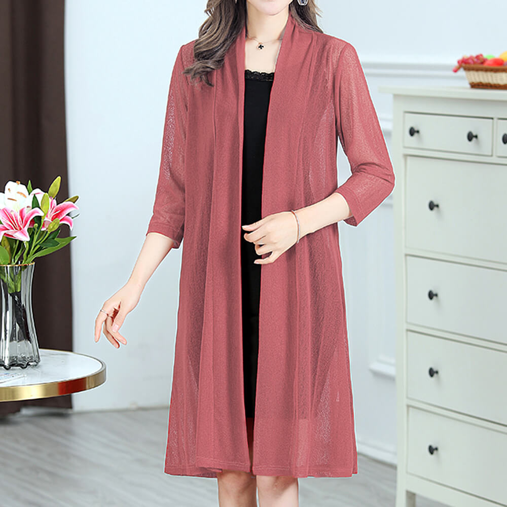 Womens Casual Lightweight Open Front Long Knitted Spring Summer Cardigan