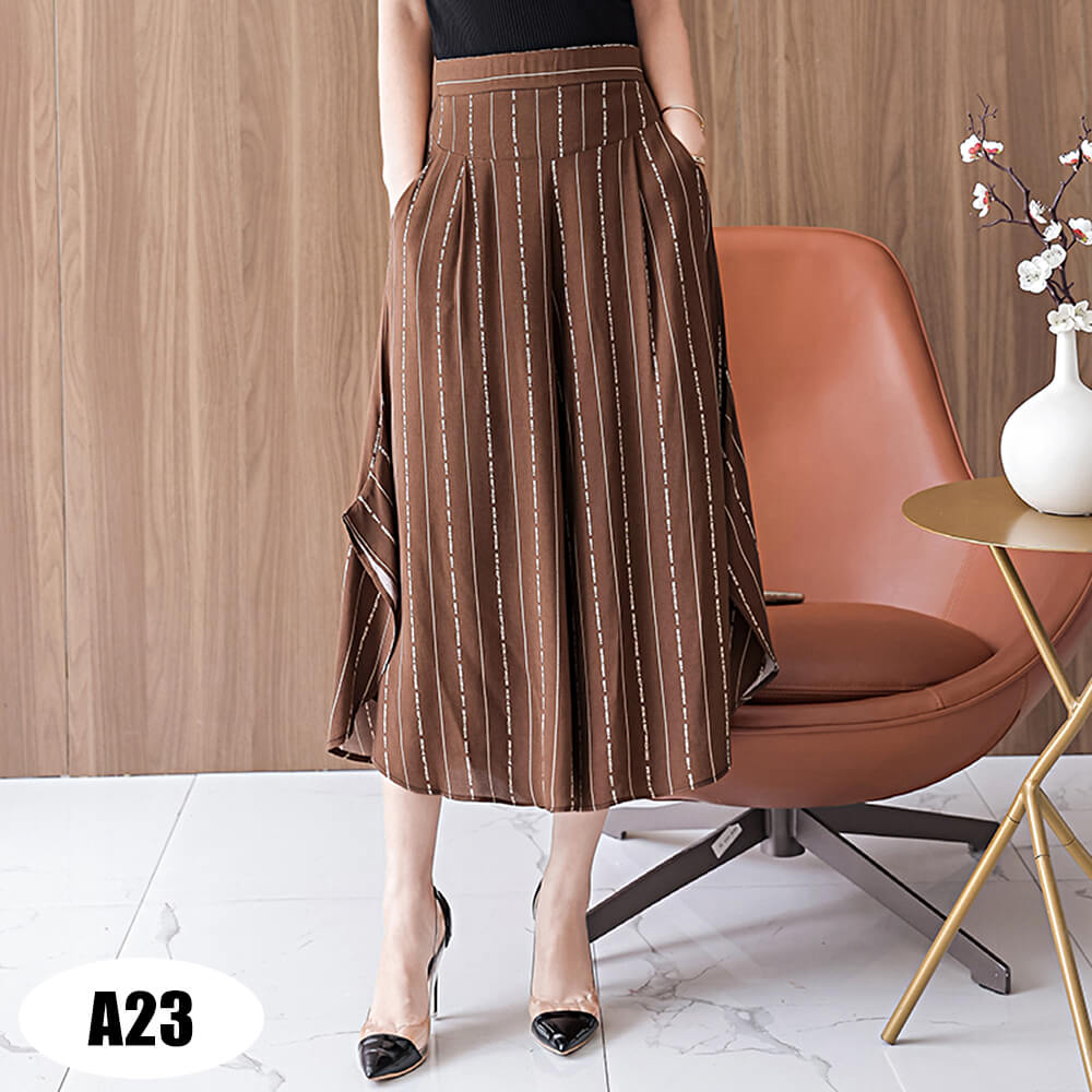 Women’s High Waist Casual Wide Leg Pants Plus Size Spring Summer Skirtpants