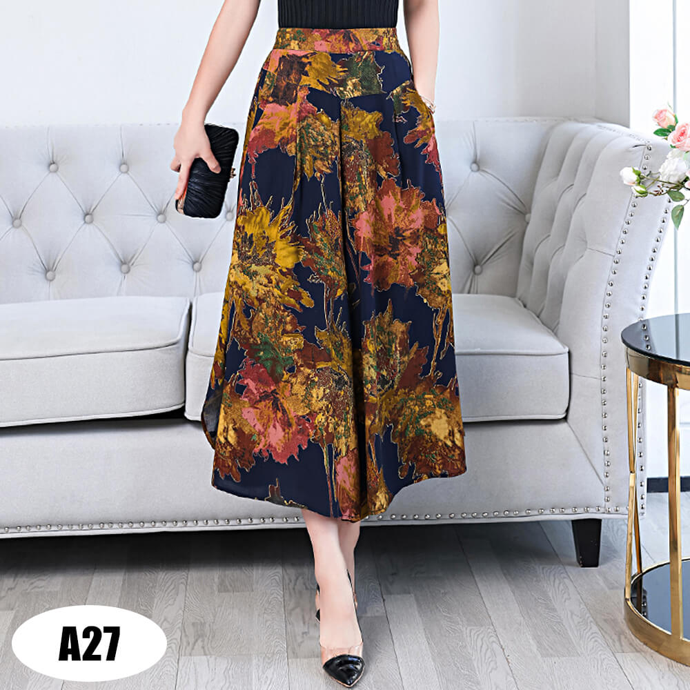 Women’s High Waist Casual Wide Leg Pants Plus Size Spring Summer Skirtpants