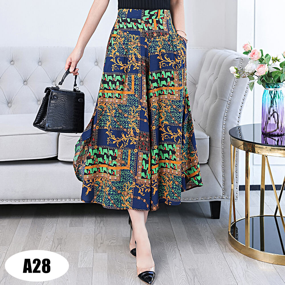 Women’s High Waist Casual Wide Leg Pants Plus Size Spring Summer Skirtpants