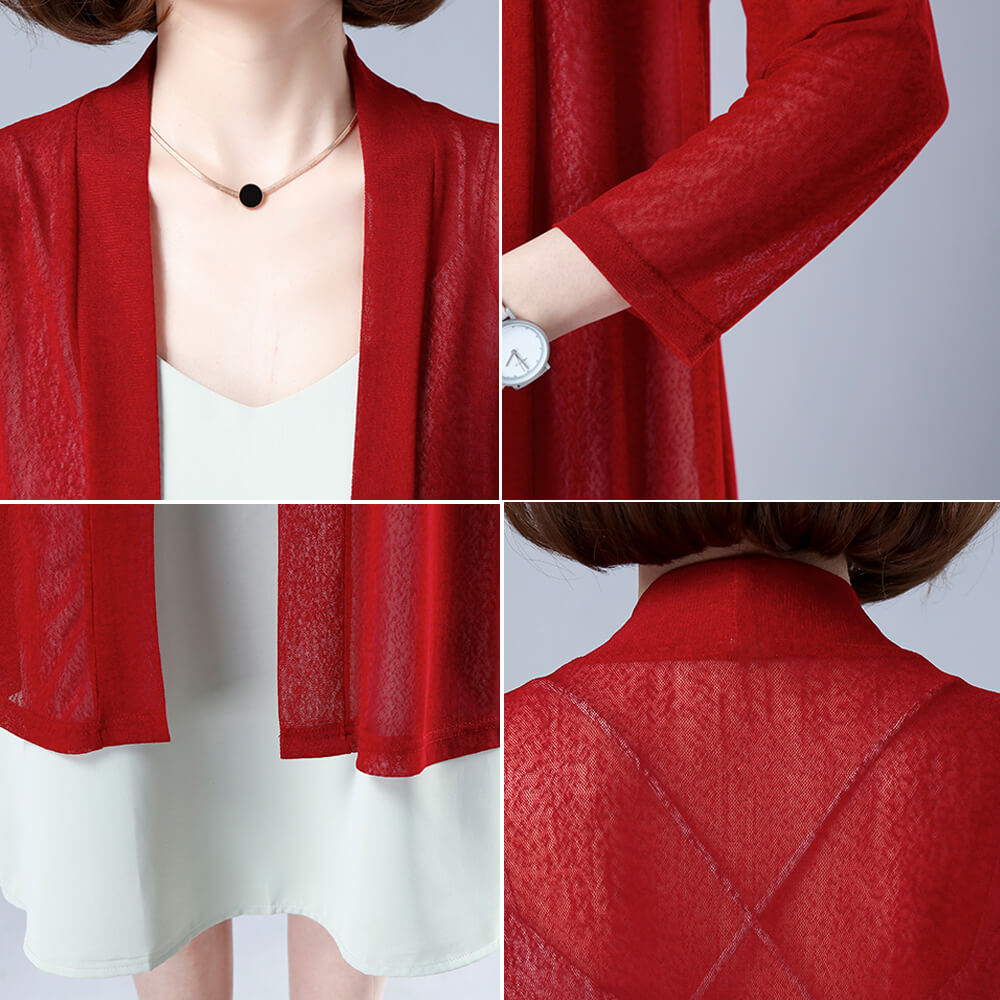 Womens Casual Lightweight Open Front Long Knitted Spring Summer Cardigan