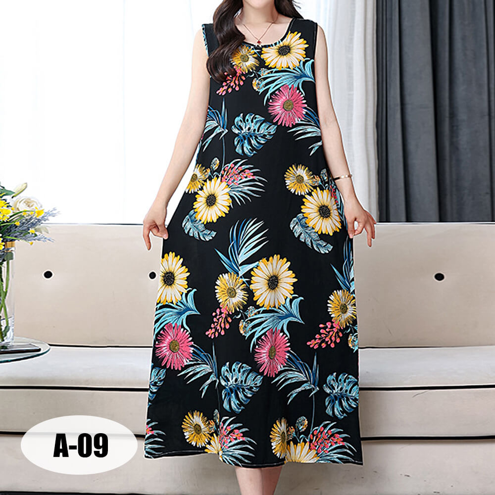 Women's Summer Casual Sleeveless Dresses Print Flowy Beach Boho Long Dress