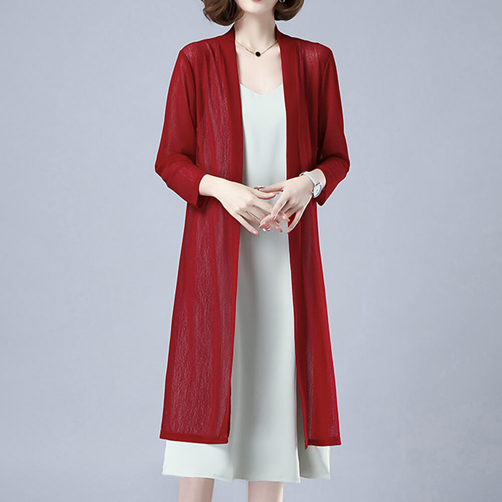 Womens Casual Lightweight Open Front Long Knitted Spring Summer Cardigan