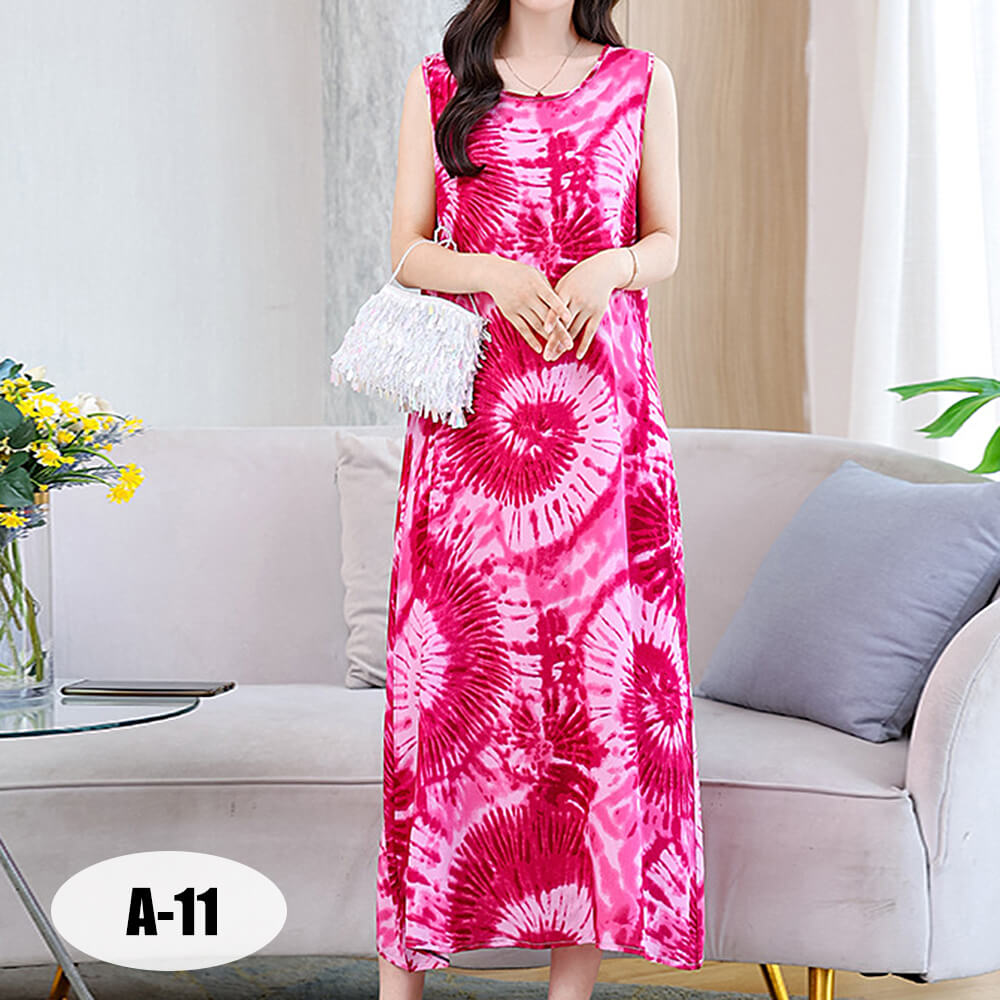 Women's Summer Casual Sleeveless Dresses Print Flowy Beach Boho Long Dress