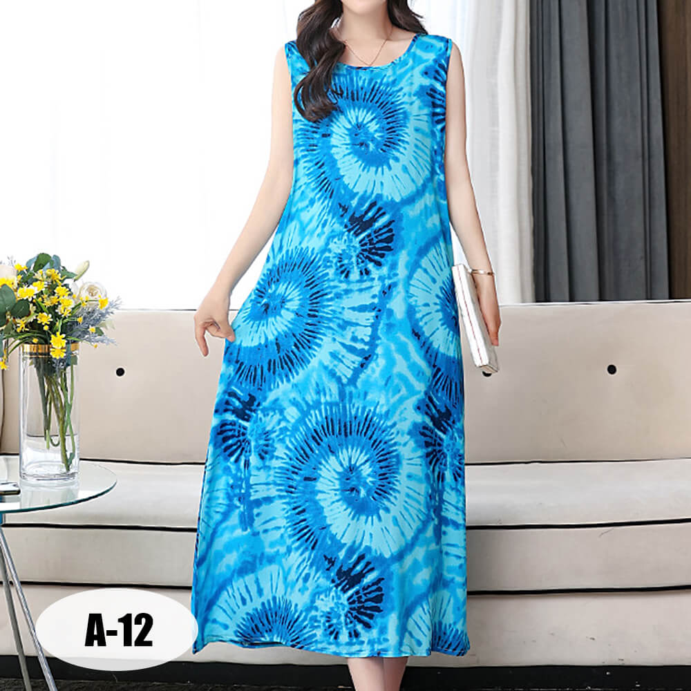 Women's Summer Casual Sleeveless Dresses Print Flowy Beach Boho Long Dress