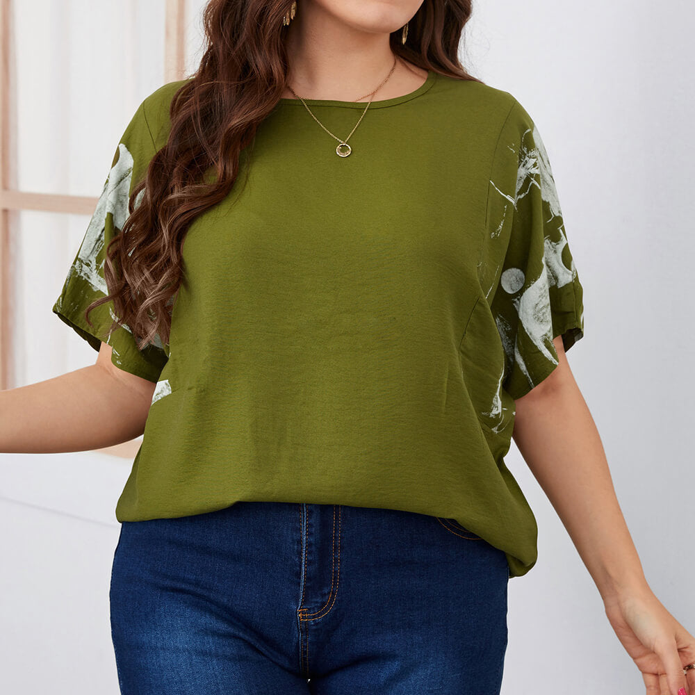 Women's Summer Casual Crewneck Batwing Half Sleeve T-Shirt Loose Fit Cute Basic Flowy Tops Tees Blouses