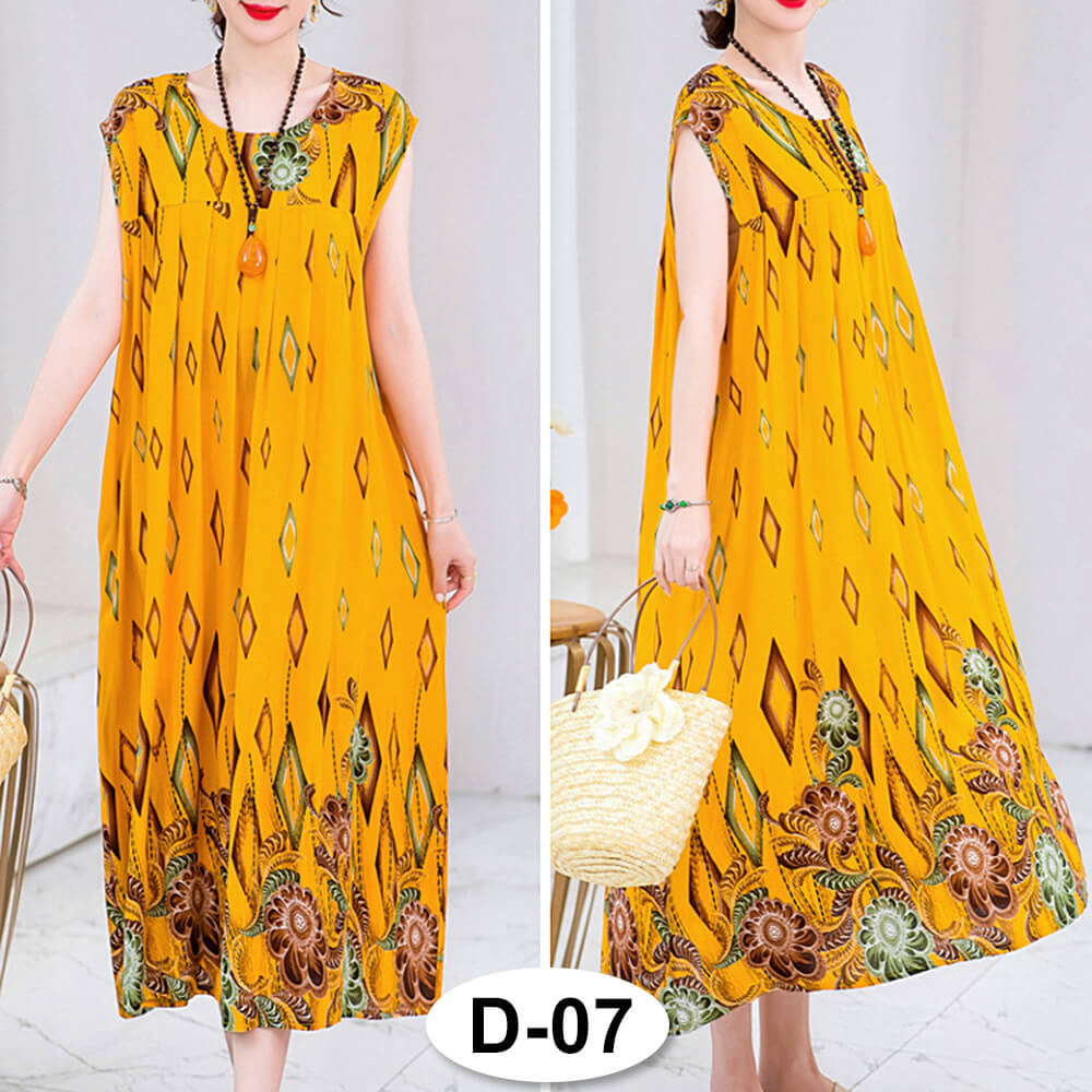 Women Casual Loose Bohemian Floral Dress with Pockets Short Sleeve Maxi Summer Swing Dress