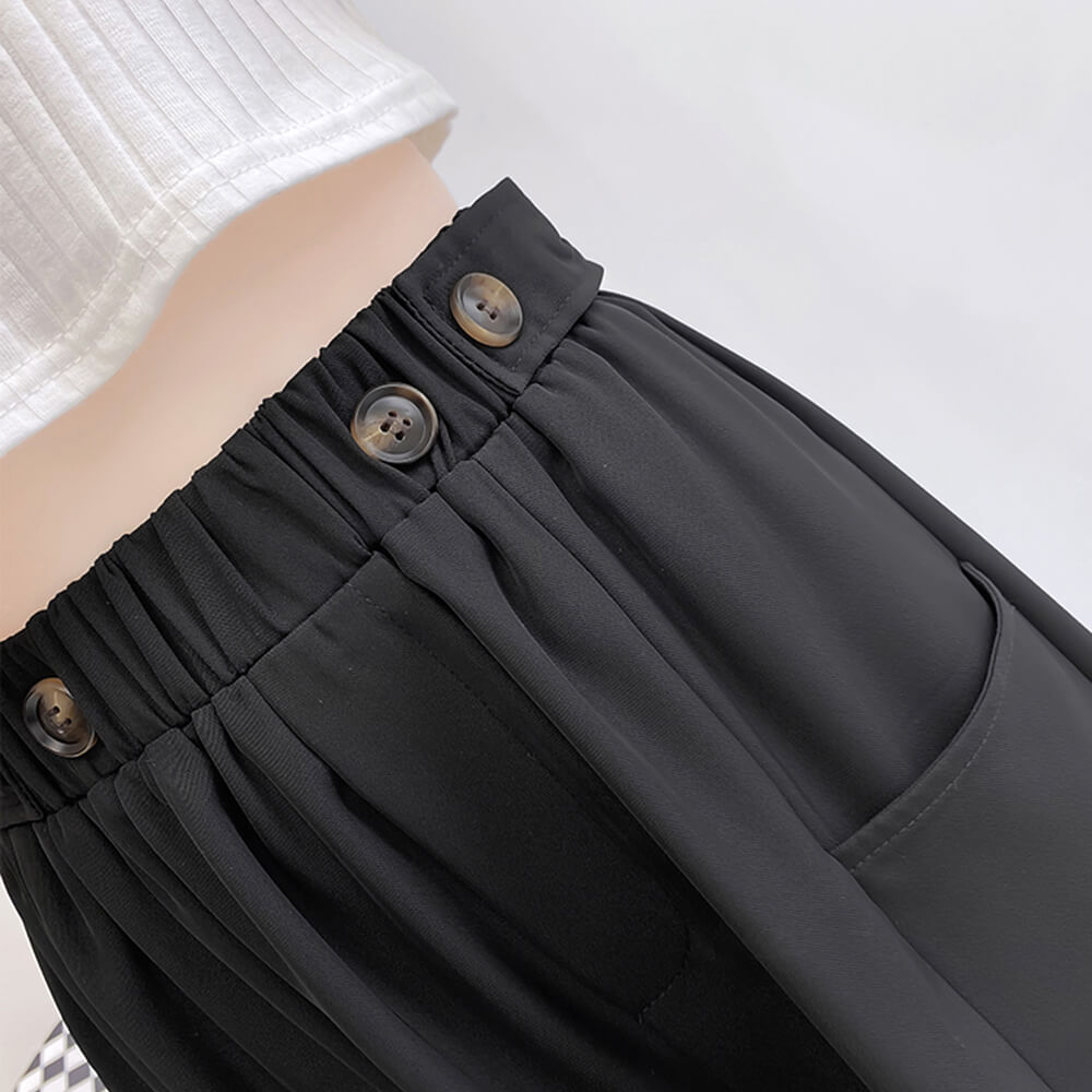 Women's Casual Summer Chiffon Shorts Elastic High Waist Pleated Wide Leg Shorts with Pockets