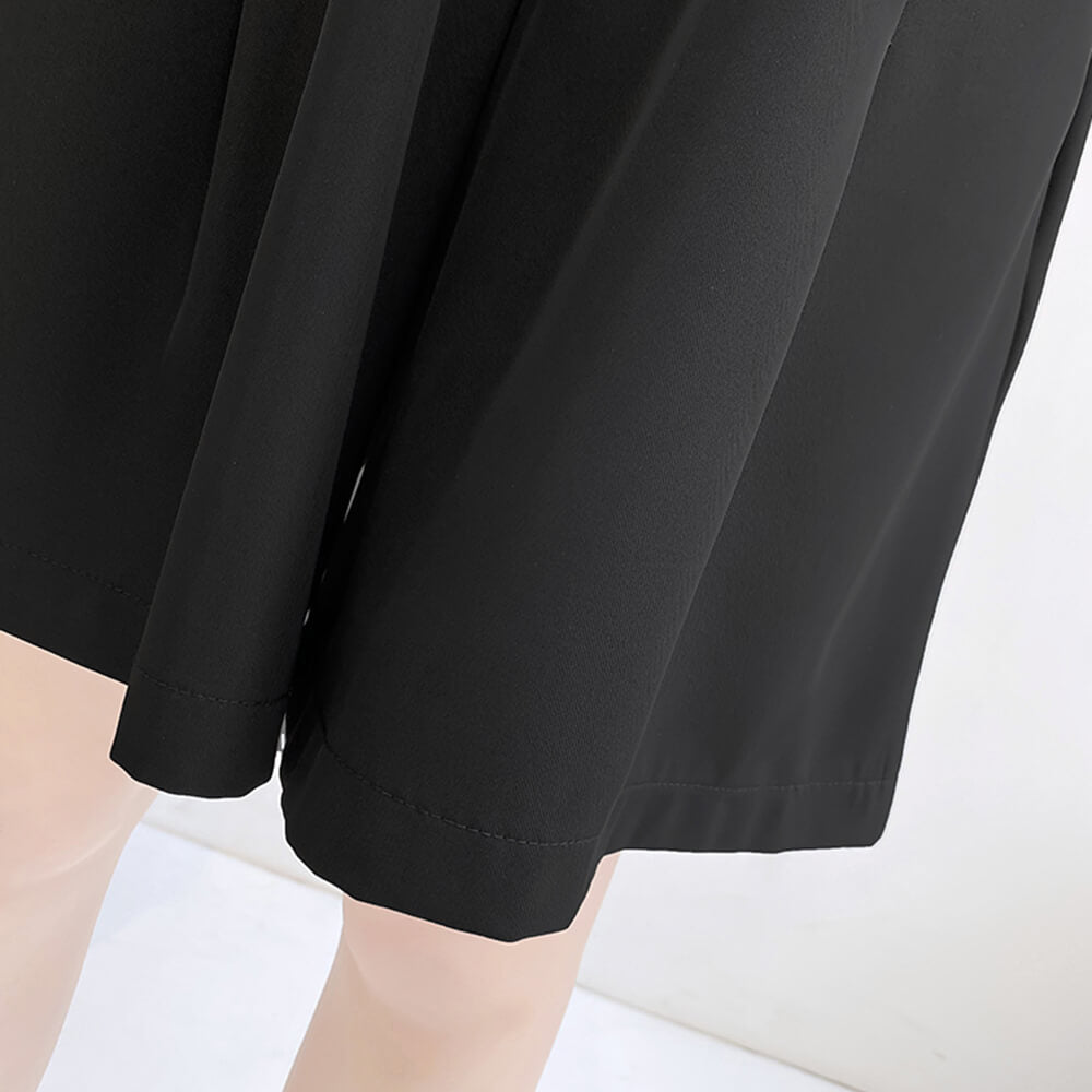 Women's Casual Summer Chiffon Shorts Elastic High Waist Pleated Wide Leg Shorts with Pockets